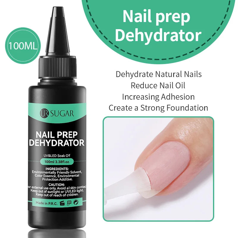 UR SUGAR 100ml Reinforcement Gel Nail Prep Dehydrator Nail Art Soak Off UV LED Base Gel No Wipe Top Coat Varnish Manicure Nail Prep Dehydrator