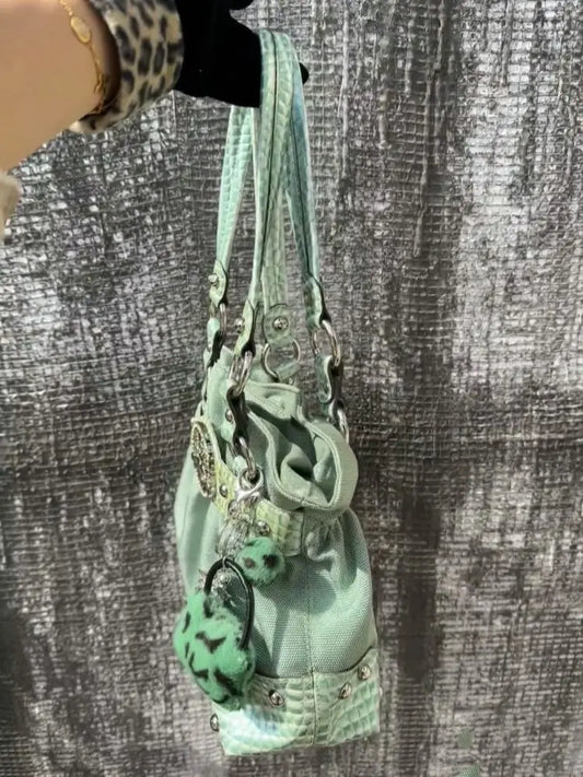 Fashion Canvas Exposure 2025 New Y2K Single-Shoulder Bag Spice Girls Shiny Vintage Underarm Trendy Large Capacity Women Totes