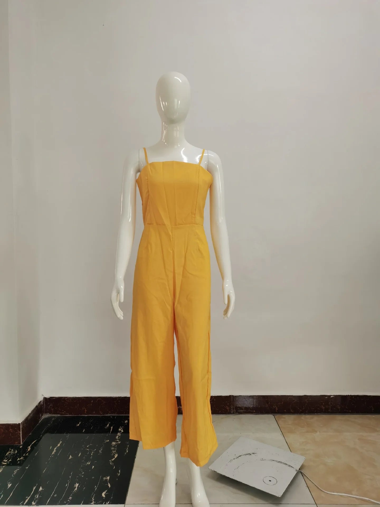 Women's Wide-legged Long Jumpsuit Spring Summer Solid Color Sexy Chest-wrapped Zipper Suspenders New 2024 Lady Slim Jumpsuit