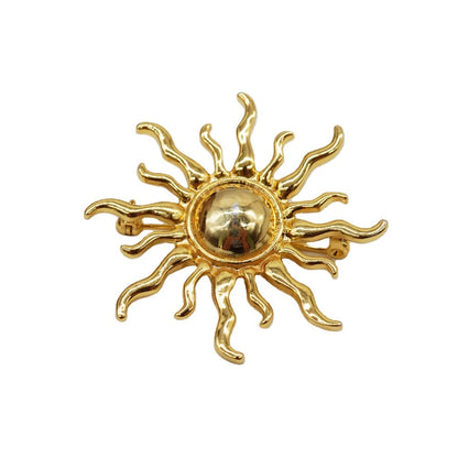 Antique Jewelry Fashion Golden Sun God Brooch for Women Men Coat Accessories Female Vintage Crystal Brooches