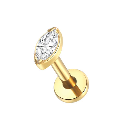 1PC Titanium Zircon Star Flower Labret Piercing for Women Cartilage Tragus Daith Helix Stud Earring Body Jewelry TC040-2 1.2x8mm