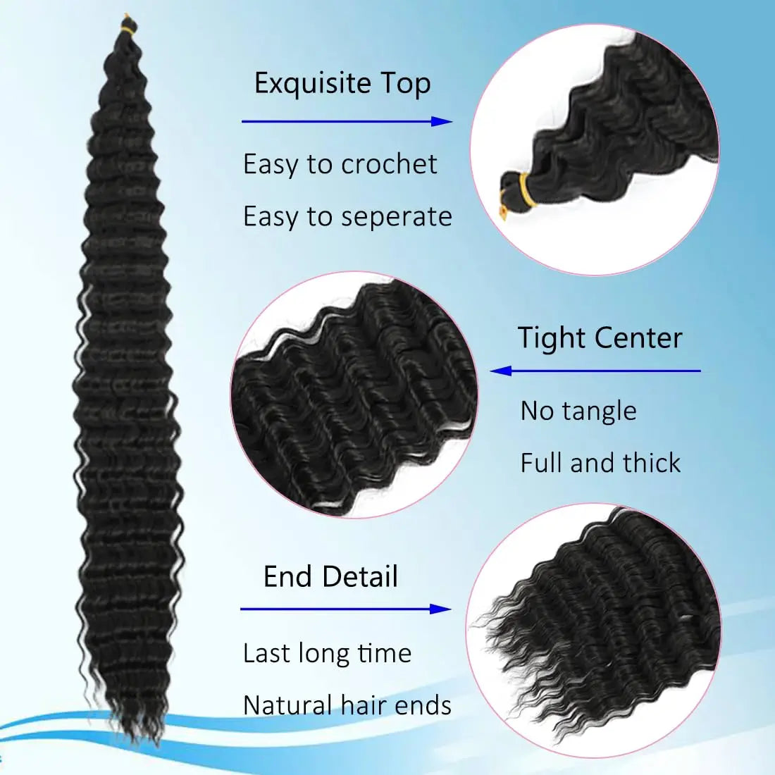 Synthetic Curly Braiding Hair 30 Inch Ocean Wave Crochet Hair for Black Women Long Deep Wave Wet and Wavy Braiding Hair Badiee Stylez