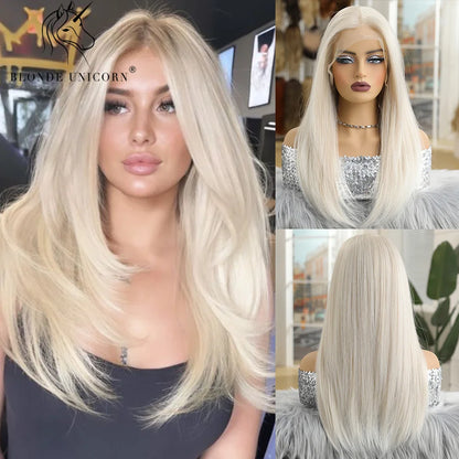 13x6 Lace Front Wig Blonde Wave Synthetic Wigs for Women Daily Party Cosplay Use Heat Resistant Fiber Hair SWLF8001-5WH20 1pc 150%|CHINA|26inches