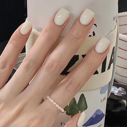 Almond Mid-length Black Fake Nail Solid Color Press on Nails Simple Full Cover Artificial Nail For Girls Nail Extension 24Pcs Y2