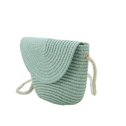 Flip children's Bag Cute Grass Woven Handbag Little Girl Crossbody Fashion Cute Zero Wallet Summer Beach Shoulder Bags