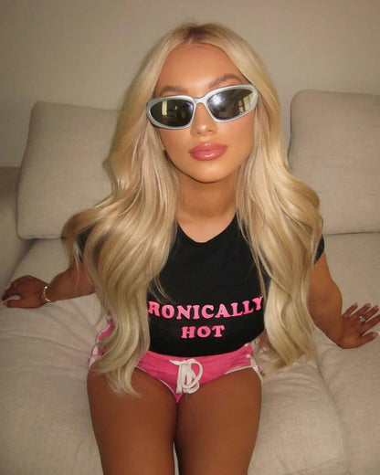 Aesthetic Punk Y2k Crop Top Streetwear Letter Print Cute Grunge Summer Women's Slim Crop Top Emo Girl Fairycore Baby Tee black