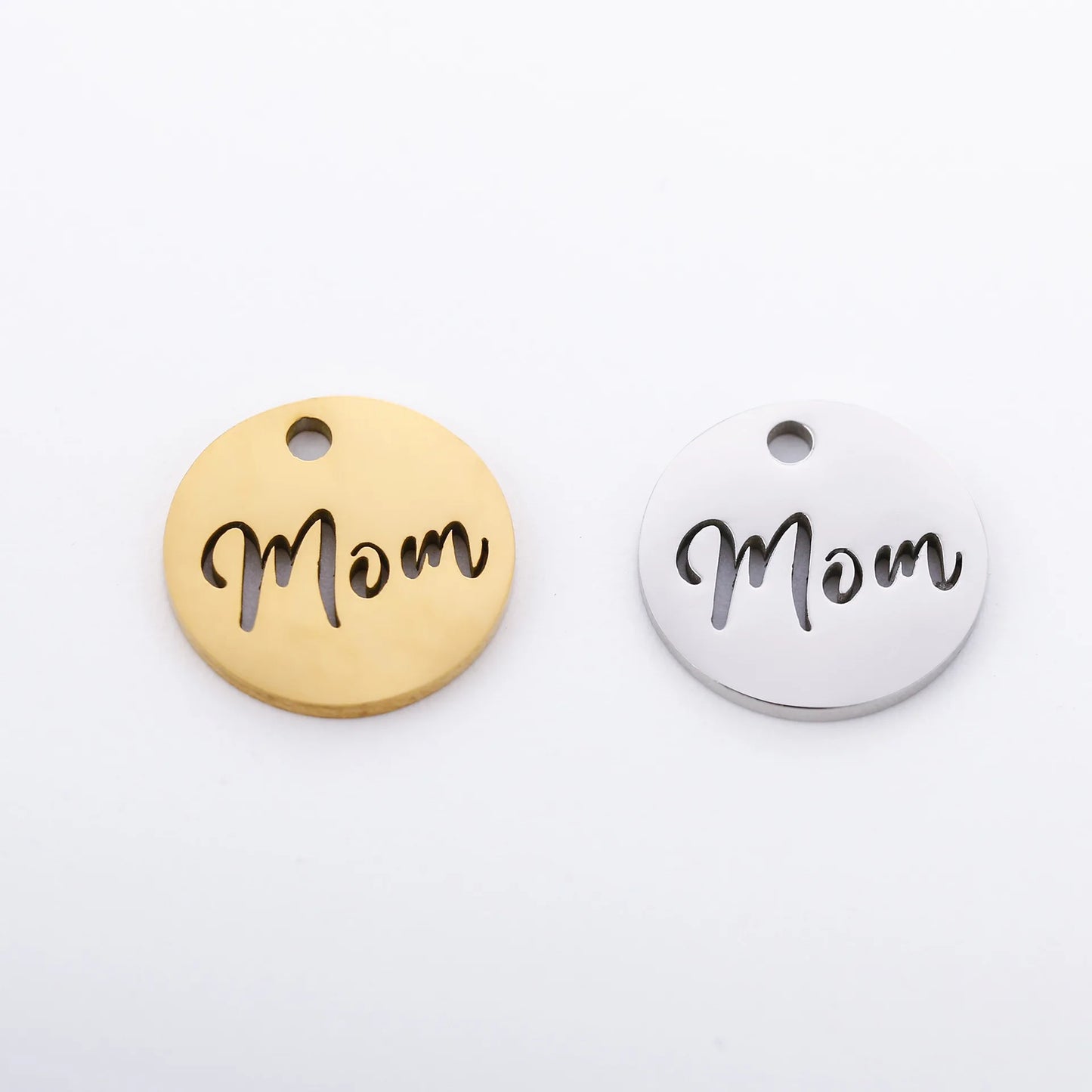 5pcs/Lot Making Mother's Day Unique Gift Pendants Stainless Steel Hollow Mom Letter Charms For Necklace Bracelet Accessories DIY