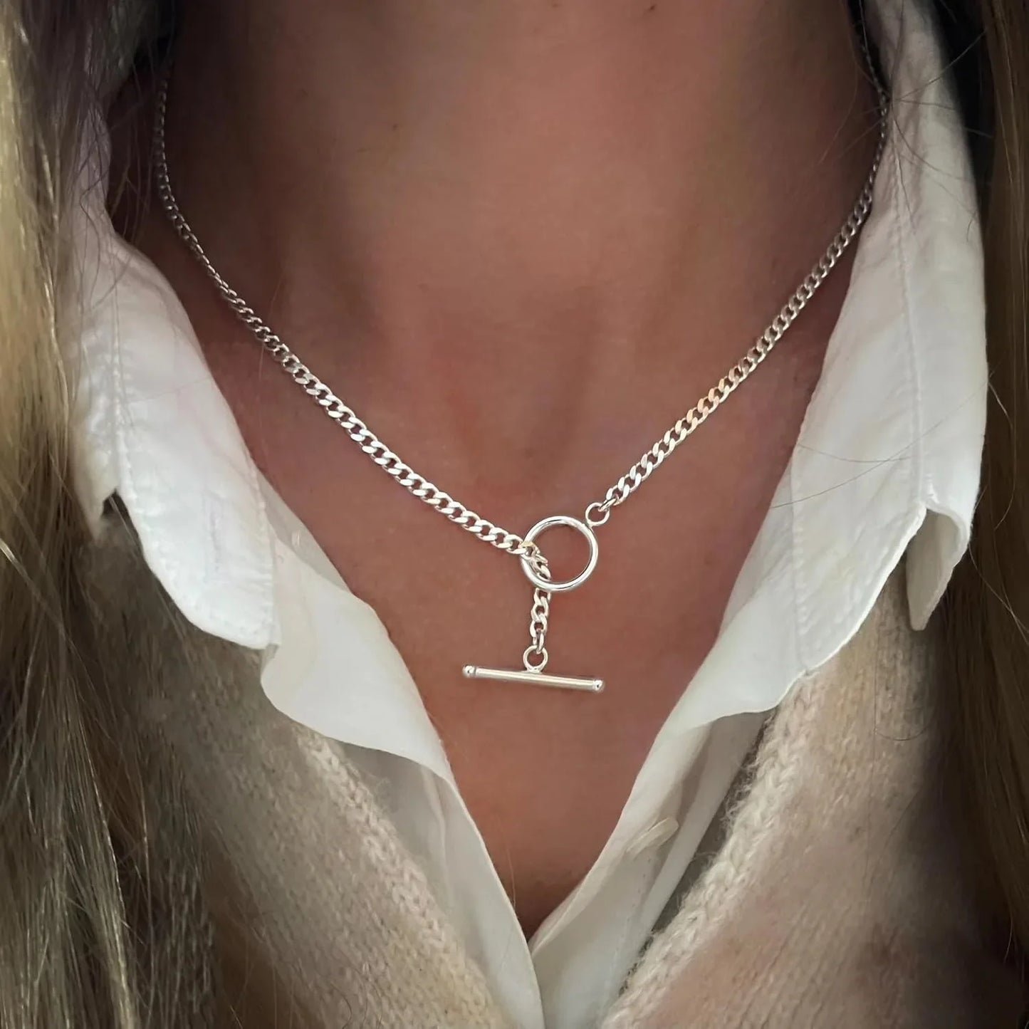 Gold Layered Necklace for Women K Gold Plated Necklace Women Cuban Link Paperclip Chain Toggle Clasp Necklace Jewelry for Women