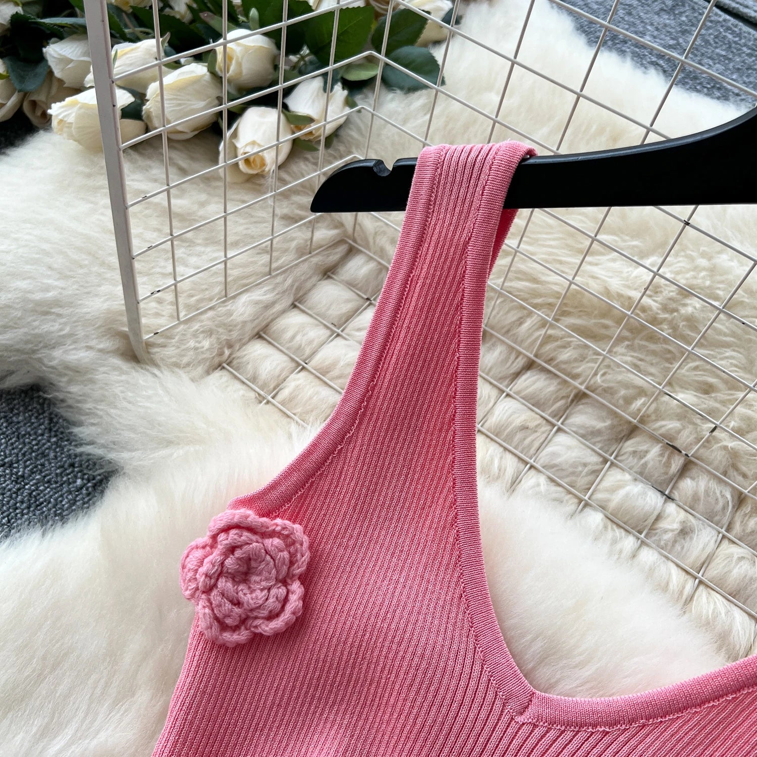 SINGREINY Knitted 3D Flower Chic Dress Sleeveless Slim Solid Elastic Sundress Women Summer Casual Fashion Bodycon Long Dresses