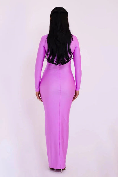 Articat Sexy Hollow Out Long Sleeved Elastic Tight Dress Women Pleats Double Layered Female Vestidos Elegant Party Evening Dress