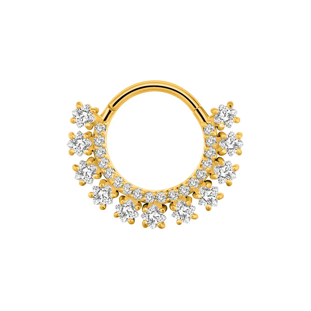 Flower Moon Heart Waterdrop Septum Piercing Daith Conch Tragus Hoop Earring Clicker Segment Nose Ring 316L Surgical Steel 16G N-Gold Color