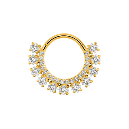 Flower Moon Heart Waterdrop Septum Piercing Daith Conch Tragus Hoop Earring Clicker Segment Nose Ring 316L Surgical Steel 16G N-Gold Color