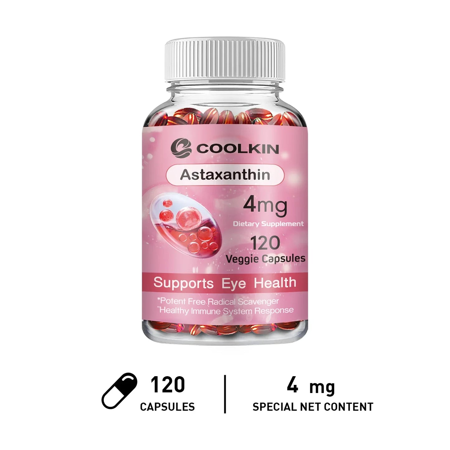 Astaxanthin - Supports Eyes, Promotes Nervous System Health, and Improves Immunity, Non-GMO Supplement 120 Capsules