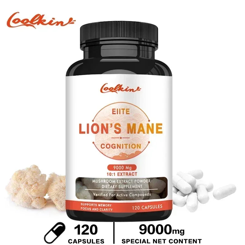 Organic Lion's Mane Capsules - Contains Lion's Mane Mushroom, Chaga, Reishi Mushroom for Focus and Cognitive Support 120 Capsules