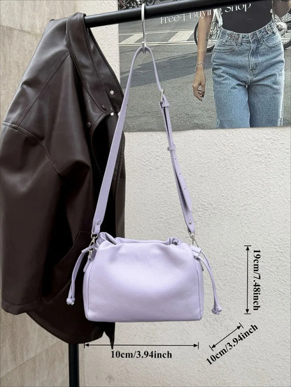 Ladies' New Premium Full-Grain Wrinkled Leather Crossbody Bag - Women's Chic Shoulder Commuter Bag with Organizer Pockets