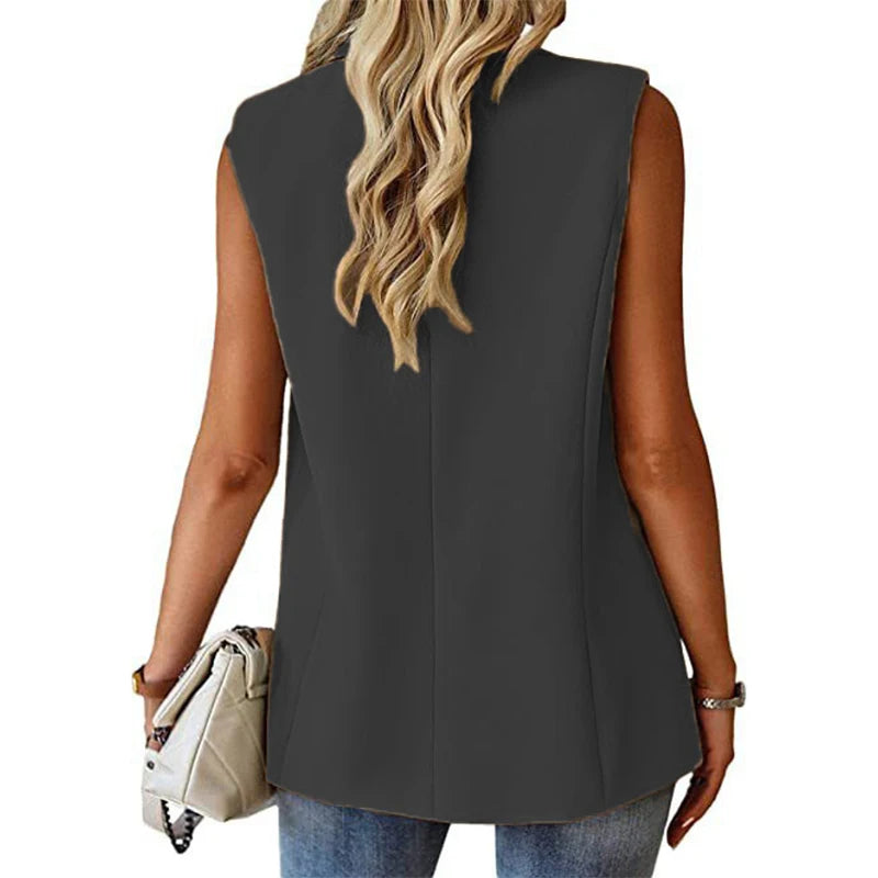 Plus Size European and American Spring/Summer Style Commuting Casual Sleeveless cardigan vest Vest Vest Women's suit