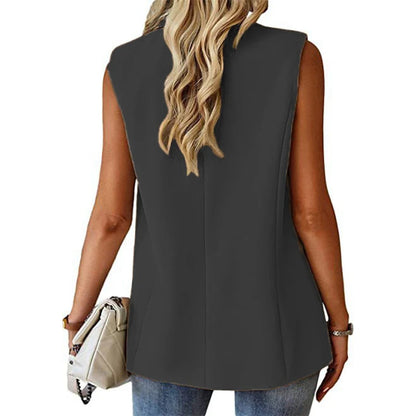 Plus Size European and American Spring/Summer Style Commuting Casual Sleeveless cardigan vest Vest Vest Women's suit