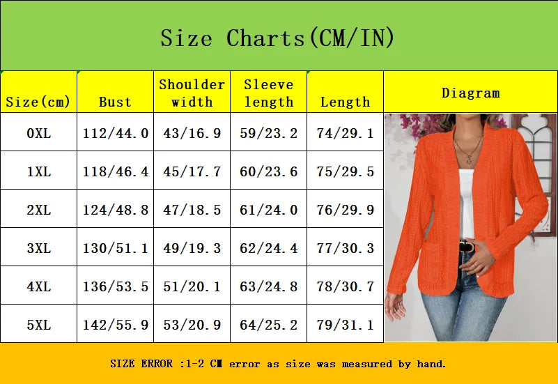 Plus Size Open Front Cardigan - Lightweight Sheer Jacket with Pockets, Chic Fall Outerwear for Women