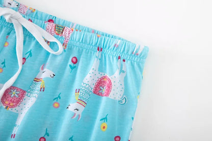 Hzioiys Summer Pajamas Sets Cotton Sleepwear Suit Women Casual Pajama Sets Cartoon Vest Shirt + Shorts Pajamas Suit Plus Size