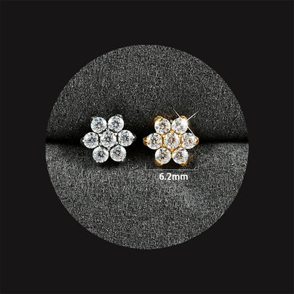 1PC ASTM F136 Titanium Flower CZ Labret Stud Internal Thread Piercing Lip Stud Daith Conch Earring Piercing Jewelry Wholesale NO 6 Labret, Lip Piercing Jewelry