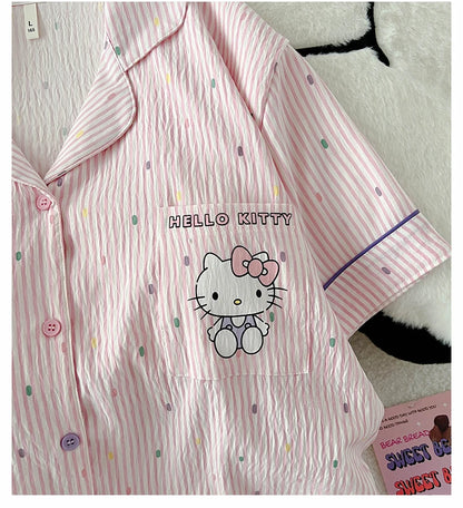 Summer Hello Kitty pajamas three-piece comfortable casual cartoon loungewear