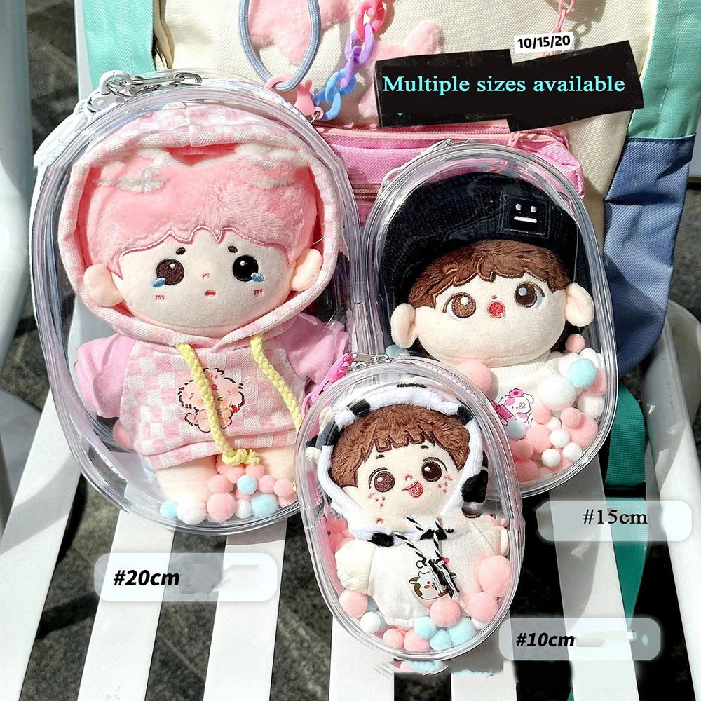 Transparent Outdoor Bag with Keychain Mystery Doll Display Storage Bags Dust-Proof Organizer Pouches Classic Doll Storage Bags