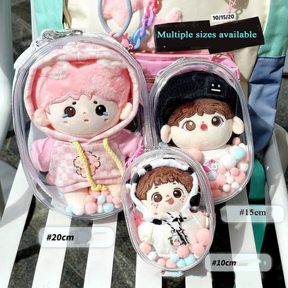 Transparent Outdoor Bag with Keychain Mystery Doll Display Storage Bags Dust-Proof Organizer Pouches Classic Doll Storage Bags