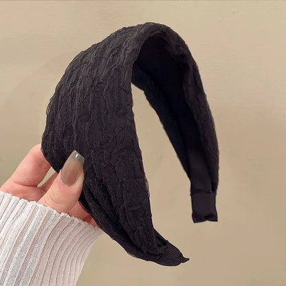 2025 Korea Elegant Chiffon Wide Hairbands Headband Women Girls Gift Scrunchie Hair Head Hoop Band Accessories Headdress Headwear black Wide 7 cm CHINA