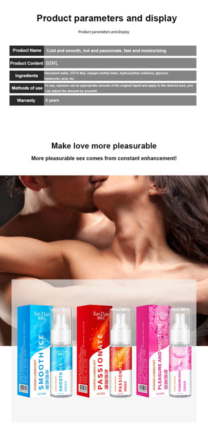 60ML Ice Hot Lubricant – Water-Based Formula for Anal Play, Sensual Ice and Heat Sensations with Sex Toys