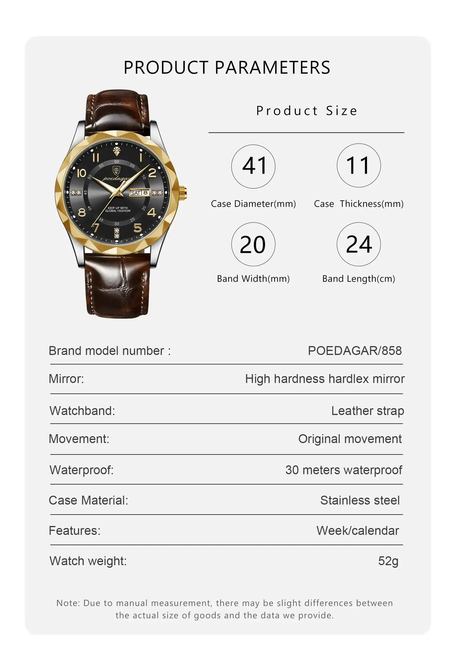 POEDAGAR Luxury High Quality Watches for Men Sport Quartz Leather Man Watch Waterproof Luminous Date Week Men's Watch Male Reloj