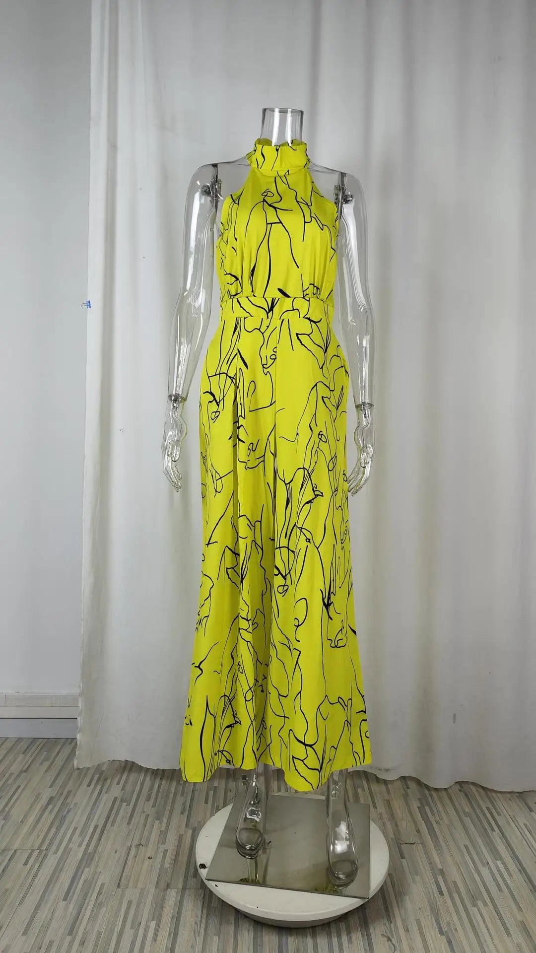 Women's 2025 Off-Shoulder Jumpsuit Flare Wide Leg Romper Artistic Print Lace-up High Waist Vacation Street Style Light Social Badiee Stylez