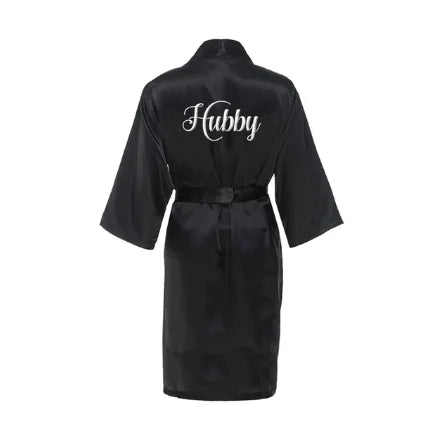 King And Queen Satin Robes Set Couple Couples Robes Mr. And Mrs. Kimono for Bride Kimonos Mr and Mrs Personalized Robes man-black HUBBY
