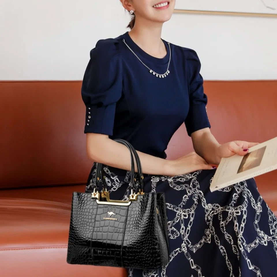 Three Layers Women Shoulder Bags Luxury Designer High Quality Patent Leather Messenger Casual Tote Bag Large Capacity Hand bags