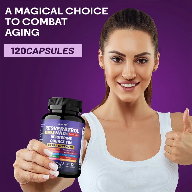 Resveratrol Nad+ Berberine, Quercetin - Improve Aging, Anti-oxidation, Regulate Metabolism, Protect Nerves