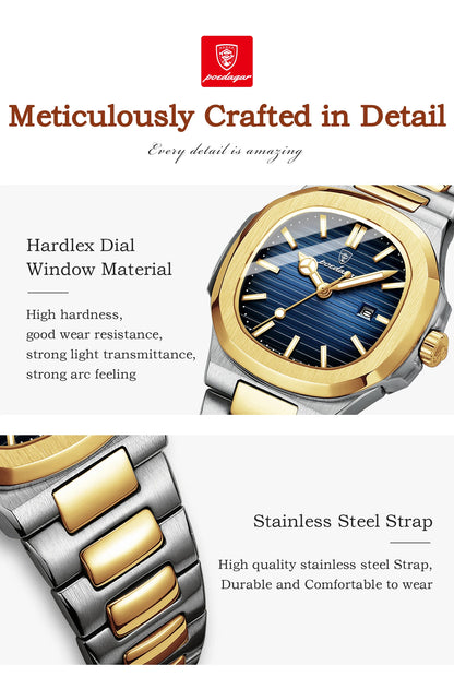 POEDAGAR Trendy Women's Watches Waterproof Luminous Date Ladies Wristwatch Stainless Steel Quartz Fashion Watch For Woman Reloj