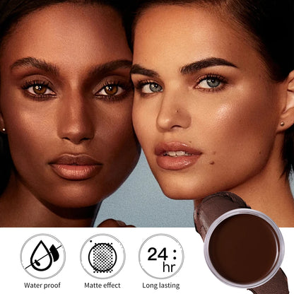 Waterproof Foundation Full Coverage, Oil-control Matte Velvet Nourishing Flawless Cream Foundation, 0.7oz Cream Bronzer Makeup