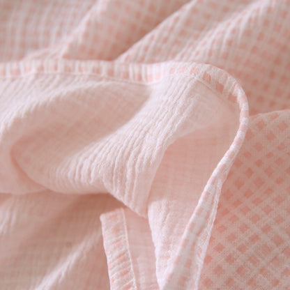 2025 Japanese summer new women's pajamas suit short-sleeved shorts two-piece 100% cotton crepe simple checked thin home clothes