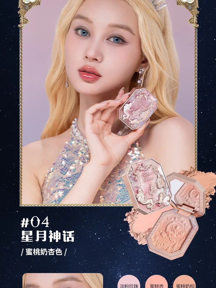 Flower Knows Cheek Blush Moonlight Mermaid Tri-Color Gradient Blusher in Matte Finish Vegan Cruelty Free Private Label Makeup