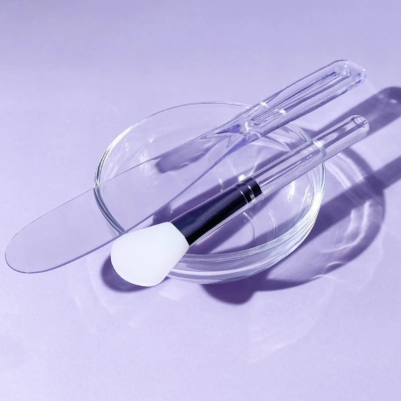 Skin Care DIY Mask Set Clear Rod Mud Mixing Bowl Spoon Set Soft Applicator Brushes for Face Deep Cleaning Portable Beauty Tools Set G-3pcs