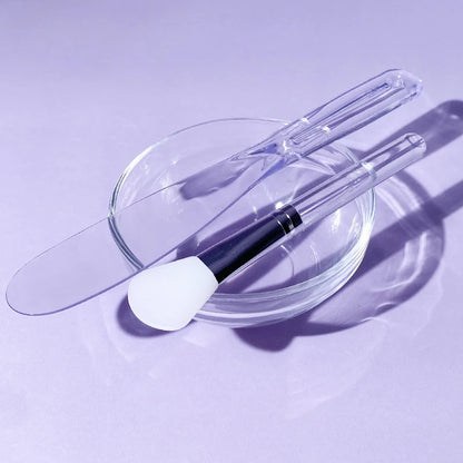 Skin Care DIY Mask Set Clear Rod Mud Mixing Bowl Spoon Set Soft Applicator Brushes for Face Deep Cleaning Portable Beauty Tools Set G-3pcs