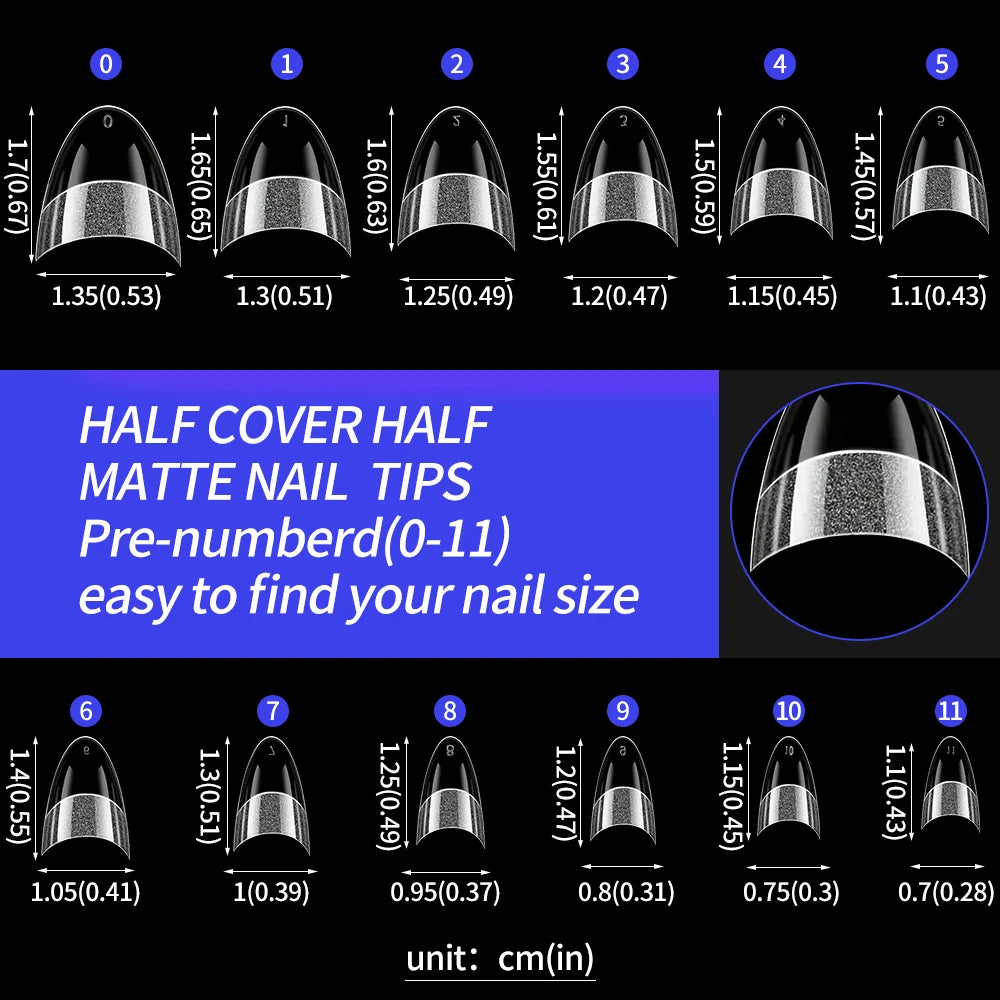 240pcs XS Fake Nails Short Square/Almond False Nail Tips Half Matte Acrylic Square Fingernails DIY For Manicure Extension Tools