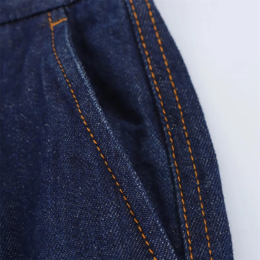 UNIZERA 2025 Women Denim Set Loose Fit Button Down Shirt With Wide Leg Pants Fashionable Casual Wear for Women