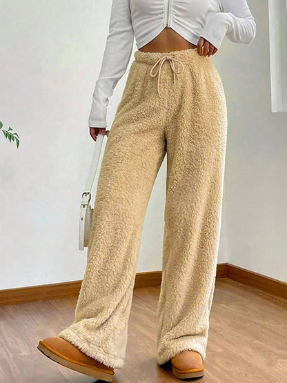 Women's New Trousers Autumn Winter Streetwear Fashion Drawstring Casual Slim Pants Solid Versatile Warm Trousers Female Clothing Khaki