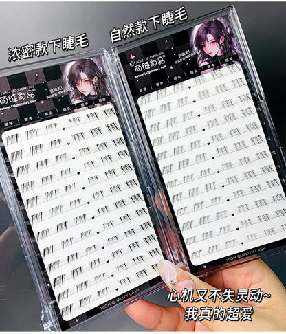 Self-adhesive Glue-free Lower False Eyelashes Fox Eyes Effect Winged Thick Segmented Under Lash Easy Application