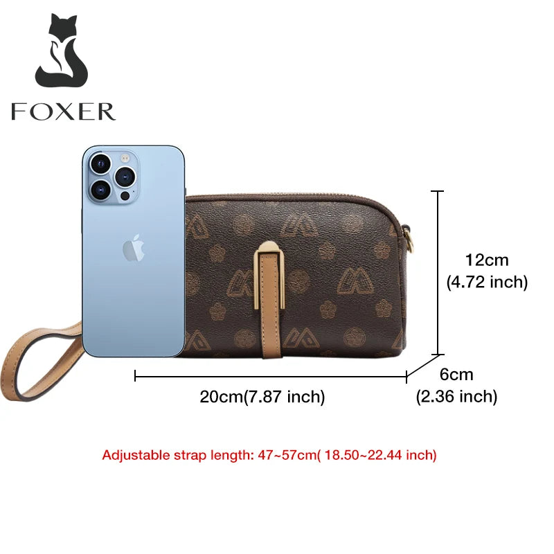 FOXER Women Small Crossbody Bag Shoulder Bag with Wrist Strap Lady Fashion Messenger Bag Mini High Quality Cellphone Purse