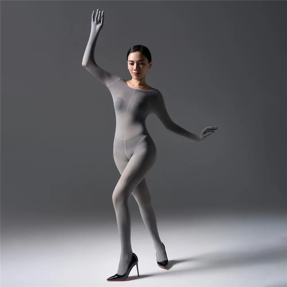 Sexy Cosplay Maid Tights Unisex Close Open Crotch Shaping Seamless Bodysuits Five Finger Gloves Jumpsuits Leotard Bodystocking Badiee Stylez