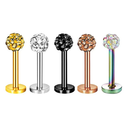 5PCS Flower Tragus Piercing Set Flat Back Cz Cartilage Stud Earring Helix Jewelry Conch Rook Stud Lot Labret Lip Piercing Bulk 5PCS Set4