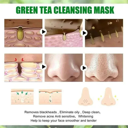 Green Tea Remove Blackhead Solid Mask Dispel Acne Blemish Cleansing Stick Mask Shrink Pores Tighten Whitening Repair Skin Care