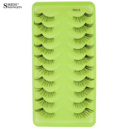 SHIDISHANGPIN 5/10Pairs False Lashes Cat Eye Eyelashes Eyelash Extension 3D Mink Half Lashes Natural Makeup faux Cils maquiagem 10 Pairs YK310