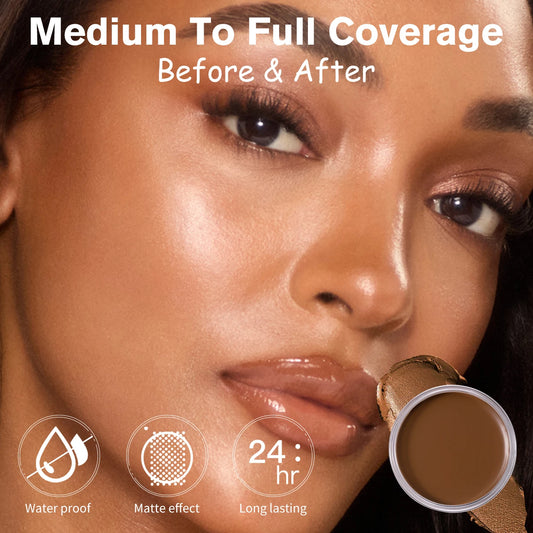 Waterproof Foundation Full Coverage, Oil-control Matte Velvet Nourishing Flawless Cream Foundation, 0.7oz Cream Bronzer Makeup